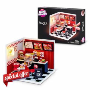 Mini Brands Mini Spaces The Snack Shack By ZURU – LED Light Up Miniature Snack Bar Playset | DIY Build & Customize Kit with Interactive Accessories for Display & Collec