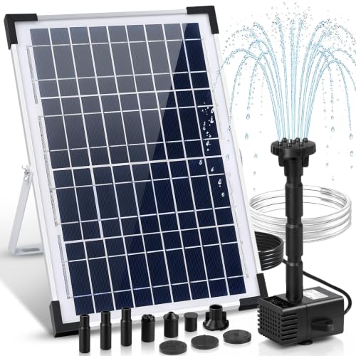 Solar Powered Water Pump with 6 Nozzles & 3.28FT DIY Water Hose