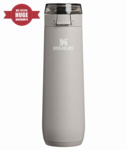 STANLEY Flowstate Spring Bottle | Leakproof Water Bottle with Carry Strap & Flip-Top Locking Lid | Insulated Stainless Steel | Fits Most Cup Holders | BPA-Free | 20 oz | Ash