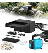 POPOSOAP 12INCH Pond Waterfall Spillway with Multi-Stage Pond Filter & RGB LED Lights APP/Remote ...