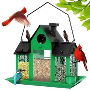 7LBS Large Capacity Metal Wild Bird Feeder Squirrel Proof for Outside with Water Cup