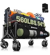 Hikemoon 150L Collapsible Wagons Carts Foldable, 420LBS Heavy Duty Folding Beach Cart with Big Al...
