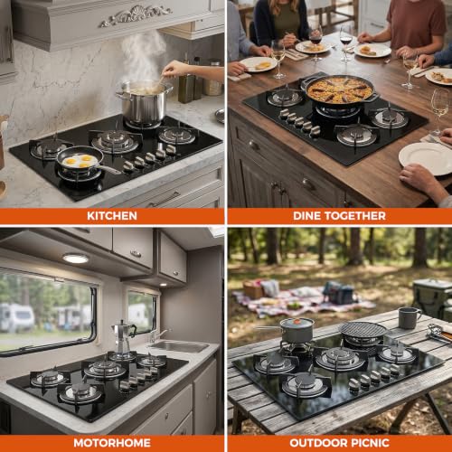 NG/LPG Convertible Tempered Glass Gas Stove with Automatic Pulse Ignition