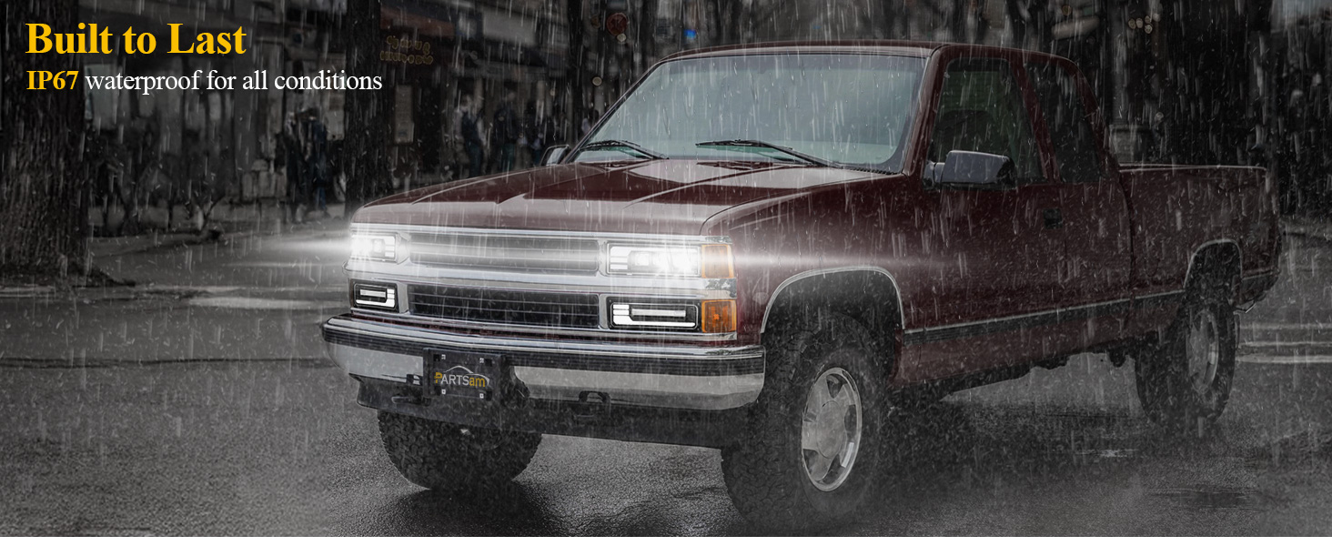 88-98 Silverado C K 1500 2500 3500 LED Headlights Assembly DOT Start Animation DRL Sequential Turn