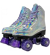 XUDREZ Roller Skates for Women, Double-Row PU Wheels High-top Roller Skates Women Shiny Roller Sk...