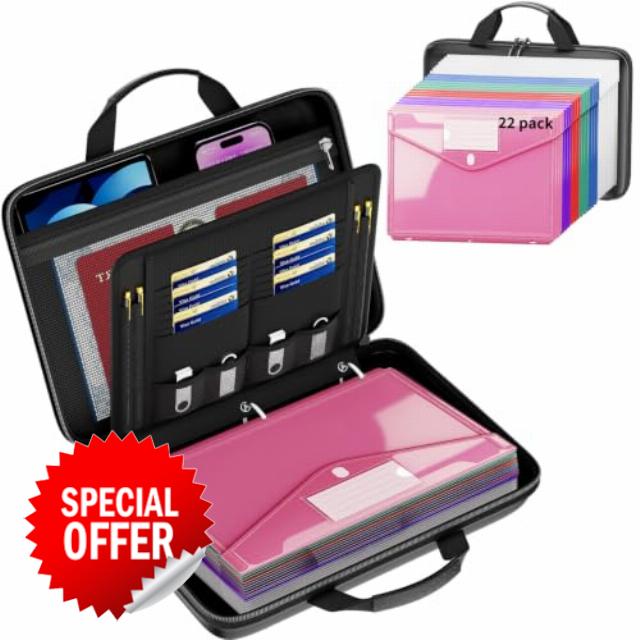 Fireproof Binder Organizer with 22 Pack Binder Pocket