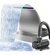 POPOSOAP 55W Solar Pond Waterfall Spillway with Fountain Pump, 304 Stainless Steel & Filtration S...