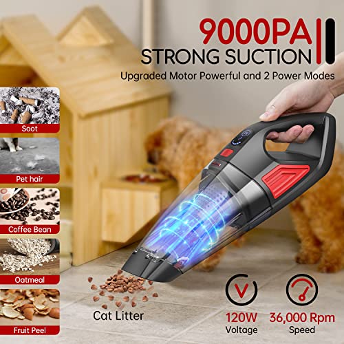 3 in 1 Portable Hand Vacuum with LED Light & USB Charge Portable Car Vacuum Cleaner Filter for Home Office