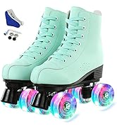 XUDREZ Roller Skates, Double Row Skates Adjustable Leather High-top Roller Skates Perfect Indoor ...
