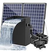 POPOSOAP Pond Waterfall BOX with Solar LED Lights,13.4" H Stainless Steel Waterfall Spillway with...