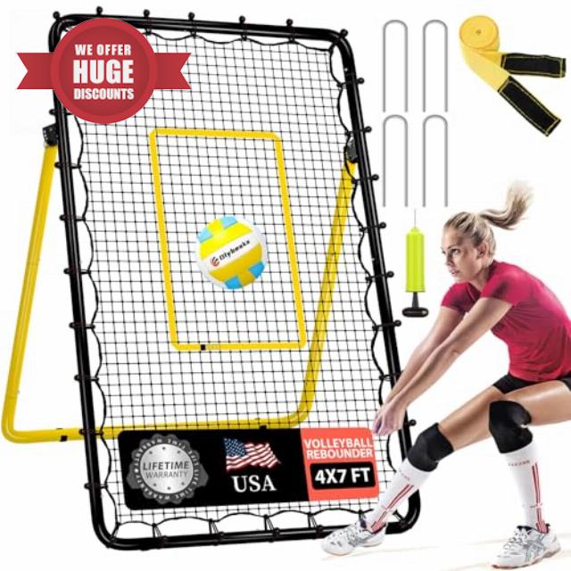 6-Angle Adjustable Volleyball Rebounder Net 7x4ft