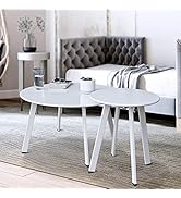 juserox Patio Outdoor Coffee Table Set of 2 - Weather Resistant Outdoor Round End Table Modern Co...