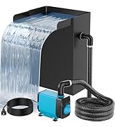POPOSOAP 12inch Pond Waterfall Spillway with RGB LED Lights & 660GPH Pump Kit - APP/Remote Contro...