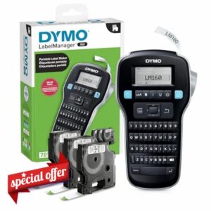 DYMO LabelManager 160 Label Maker Bundle with 3 D1 Label Cassettes