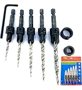 FTG USA Adjustable Wood Countersink Drill Bit Set #6#8#10#12 with Tapered Drill Bits for Woodworking