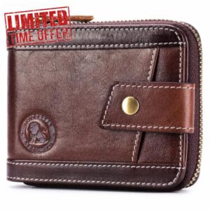 Men's Leather RFID Wallet with Zipper