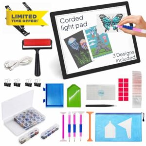 iVyne Corded A4 Light Pad for Diamond Painting & Art Projects – LED Light Board with Diamond Art Accessories – Ultra-Thin & Portable Diamond Dot Light Board