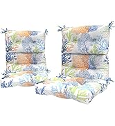 LVTXIII 2 Pack Outdoor High Back Cushions Patio Tufted Seat and Back Chair Cushions with Ties, Re...