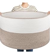 OIASKET XXXL Supre Large Blanket Basket for Clothes, Towels, Pillows, 108L Cotton Rope Storage Ba...