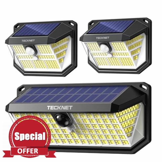 TECKNET Super Bright Solar Lights Outdoor 3 Pack