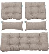 QILLOWAY Outdoor Patio Wicker Seat Cushions Group Loveseat/Two U-Shape/Two Lumbar Pillows for Pat...