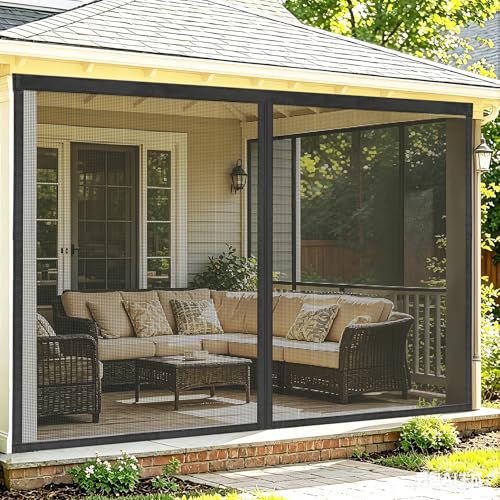 Easy Installation & Hands Free Outdoor Net Screens for 1 Car Garage Porch Pergola Gazebo to Keep Mosquito Bugs Ou