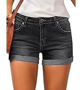 LookbookStore Women's High Waisted Rolled Hem Distressed Jeans Ripped Denim Shorts