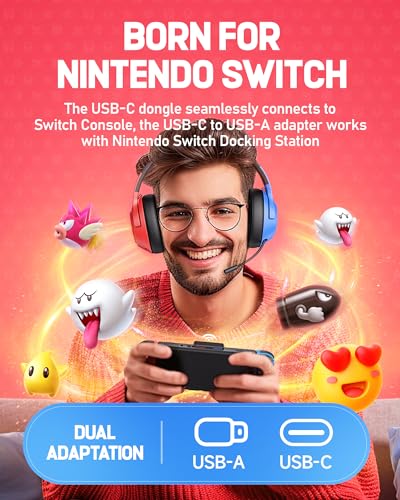 Bluetooth 5.4 Gaming Headphones with Noise Cancelling Microphone
