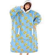 yescool Wearable Blanket Hoodie, Flannel Sherpa Fleece Blanket Sweatshirt for Adults Women Men, B...