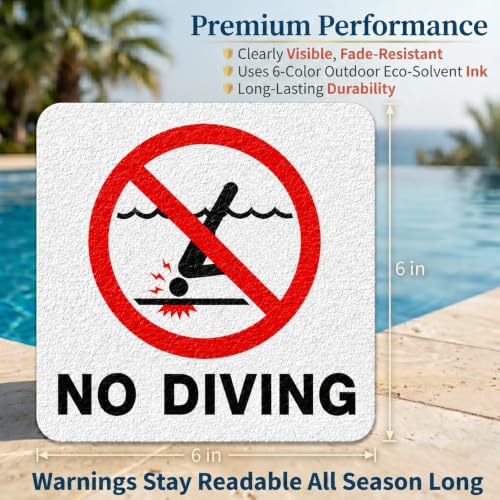5 Pack Waterproof 6x6 Vinyl Decals for Pools (Pool) | Anti-Slip Stickers with Marine-Grade Adhesive for Pool Decks