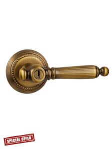 1 Pack Antique Door Lever with Lock and Key Entry Antique Brass Door Handle Door Lever Bedroom and Bathroom Zinc Alloy