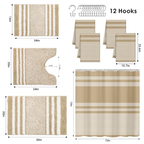 Non Slip Bath Mat and Soft Towels for Bathroom Decor and Accessories Hooks