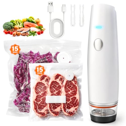 1200mAh Rechargeable Handheld Vacuum Sealer Machine Portable Mini Food Sealer for Sous Vide & Meal Prep-cold white