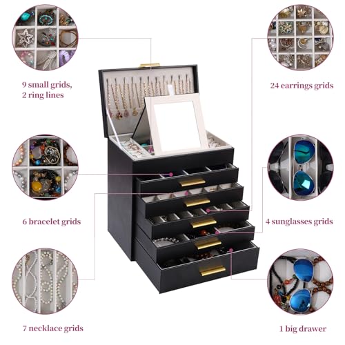 Jewelry holder Organizer for Girls Gift (Black and Gold