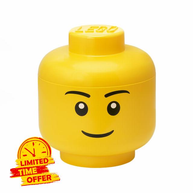 Lego Storage Head Small Boy Stackable Storage Container - Buildable Organizational Bins for Kid’s Toys and Accessories