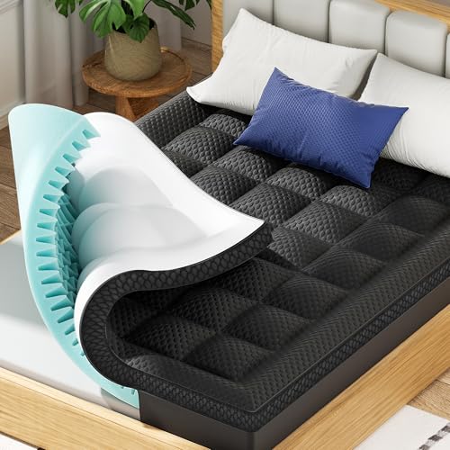 2 Inch Soft Pillow Top Mattress Pad Cover and 2 Inch Gel Memory Foam for Pressure Relief
