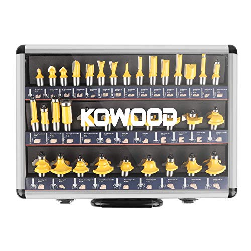 Tungsten Carbide Router Bits 1/2 Inch Shank with Aluminum Storage Case