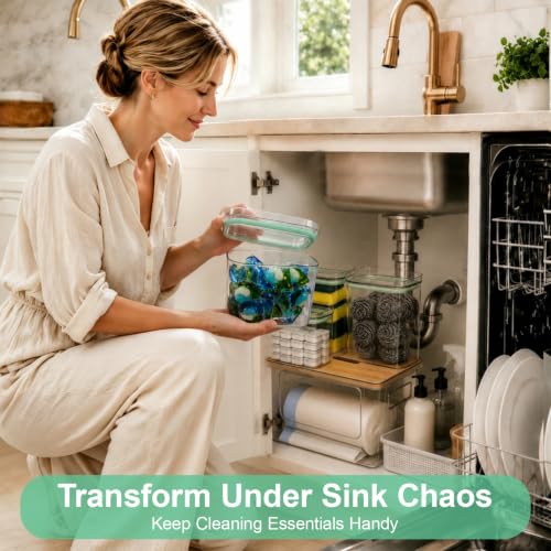 Laundry & Dishwasher Pods Storage Container | Space-Saving Under Sink Garbage Bag Dispenser for 13/30/33 Gallon Bags & Laundry Room Storage. Home Organization Must Haves!