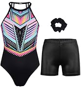 JOYSTREAM Gymnastics Leotards for Girls With Shorts Sparkly Ballet Dance Clasp Back Activewear