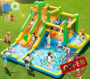 FBSPORT Inflatable Bounce House Double Water Slide