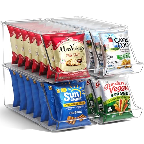 Snacks & Food Pouches – Kitchen Pantry Organizer (4 Pack) | Open Front
