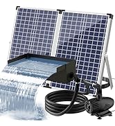 POPOSOAP Solar Pond Waterfall Spillway Kit, 55W Folding Solar Panel & Pond Pump Included, DIY Wat...
