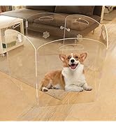 Extra Wide House Dog Gate Playpen, Foldable Acrylic Indoor Fence, 24" Tall Free Standing Pet Door...