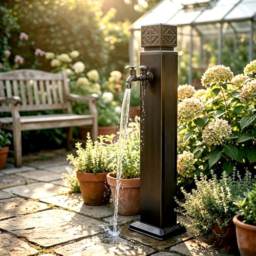 31.5in Garden Water Spigot Stand with Dual Outlet Tap