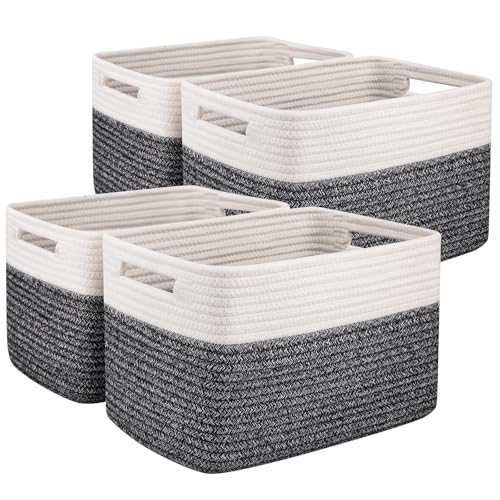 13"x9"x7.8" Cotton Rope Baskets for Shelves