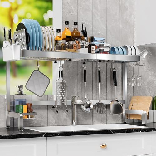 Expandable Stainless Steel Dish Drainer with Multifunctional Organizer