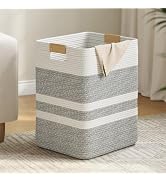 Nunsino 90L Laundry Basket, Cotton Rope Laundry Hamper with Leather Handles | Versatile Storage B...