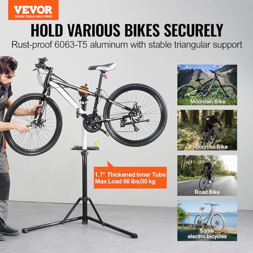 Adjustable Height Bike Maintenance Workstand with Magnetic Tool Tray Telescopic Arm