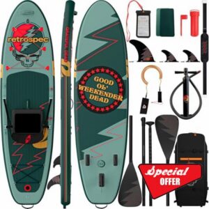 Retrospec Weekender Plus 10' Inflatable Stand Up Paddleboard Double Layer PVC iSUP Bundle w/Carrying case