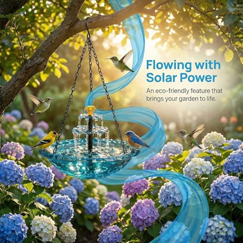 Solar Powered Baths with Shower Bowl for Outdoors Garden Patio Backyard Lawn Decor (Blue)